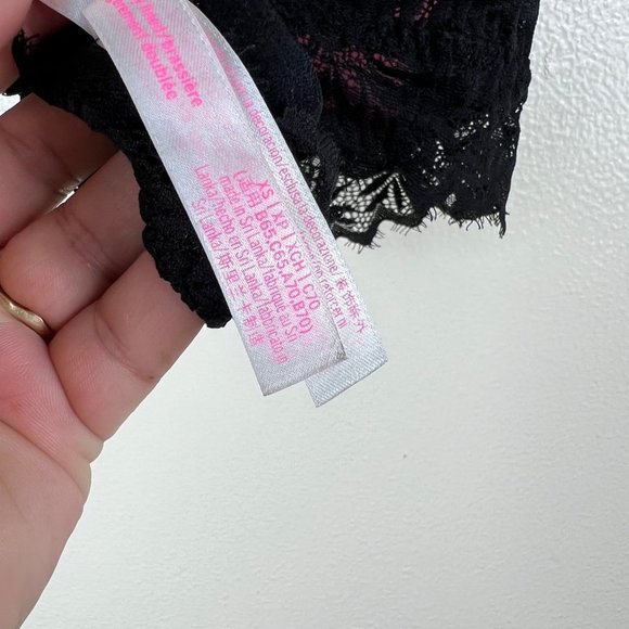PINK by Victoria's Secret Black Padded Lightly Lined Lace Halter Bralette Size X - Picture 8 of 8